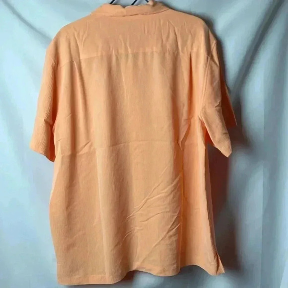 CARIBBEAN MENS SOZE LARGE BUTTON DOWN SHIRT PEACH COLOR CRINKLE LOOK CLEAN - Picture 10 of 12